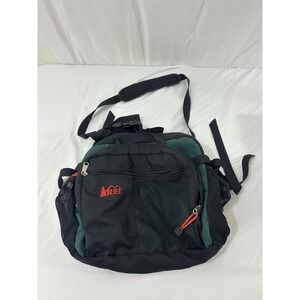 REI Vintage Lumbar Pack Fanny Pack Black Green Hiking Waist Bag Shoulder Strap